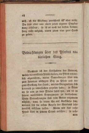 Betrachtungen über des Pferdes natürlichen Gang.