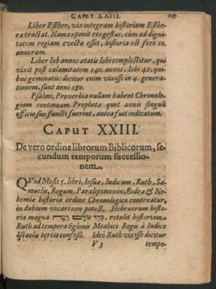 Caput XXIII. De vero ordine librorum Biclicorum, secundum temporum successionem.