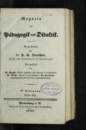 4: Magazin für Pädagogik und Didaktik - 4.1839