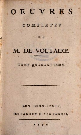 Oeuvres Complètes De M. De Voltaire, 40. Politique Et Législation ; T. 2