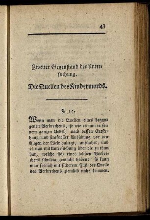 Zweiter Gegenstand der Untersuchung. Die Quellen des Kindermords.