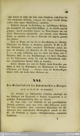 XXI. Der Geschäftskreis der Schichtmeister u. Steiger