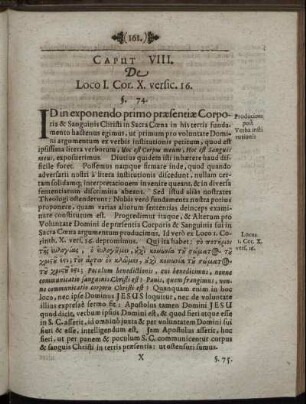 Caput VIII. De Loco I. Cor. X. versic. 16.