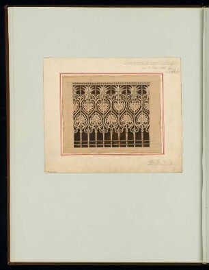 Gusseisernes Vorgartengitter Monatskonkurrenz Juni 1866: Ansicht(Ausschnitt); Maßstabsleiste