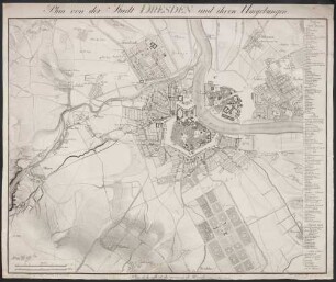 Plan von der Stadt Dresden und ihren Umgebungen : = Plan de la ville et des environs de Dresde