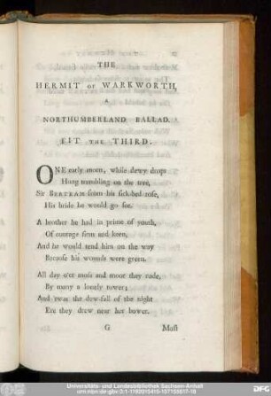 The Hermit Of Warkworth, A Northumberland Ballad. Fit The Third.