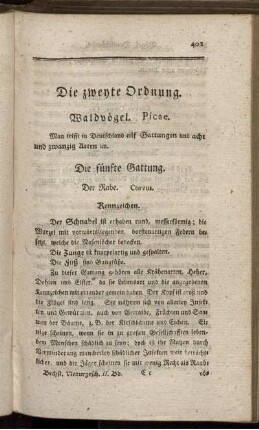 Die zweyte Ordnung. Waldvögel. Picae.