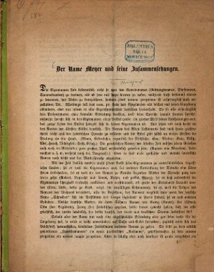 Der Name Meyer und seine Zusammensetzungen : [Schulprogramm]