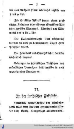 II. In der juridischen Fakultät.