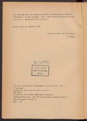 Der Lehrplan für den Sportunterricht (einschließlich Schwimmunterricht) ...