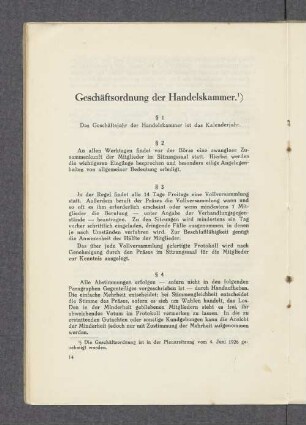 Geschäftsordnung der Handelskammer.