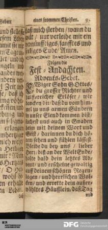 Folgen die Fest-Andachten.