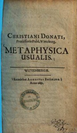 Metaphysica usualis