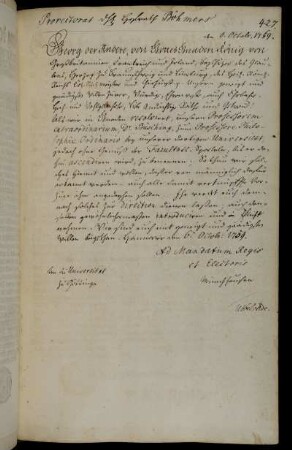 Berufung des Doktors Büsching zum ordentlichen Professor der Philosophie.