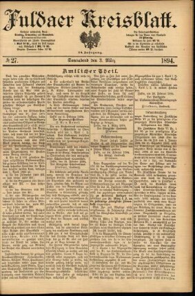 Erste Ausgabe vom Samstag, den 03. März 1894.