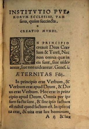 Catechismvs : Instrvctio Pverorvm Ecclesiae, non minus sana, quàm succincta