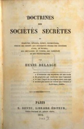 Doctrines de sociétés secrètes