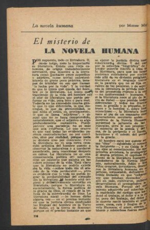 El misterio de la novela humana : La novela humana