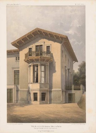 Villa J. Heese, Berlin: Perspektivische Ansicht von Norden (aus: Architektonisches Skizzenbuch, H. 48/5, 1860)