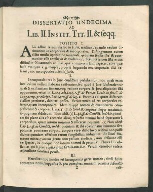 Dissertatio Undecima Ad Lib. II. Instit. Tit. II. & seqq.