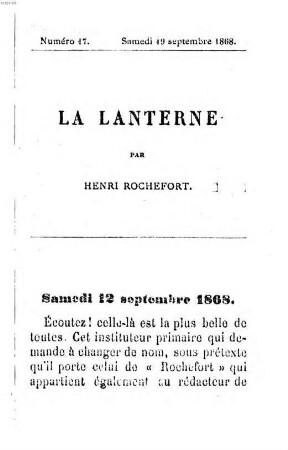 La lanterne. 17. 1868, 19. September