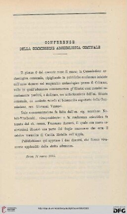 Conferenze della Commissione Archeologica Comunale