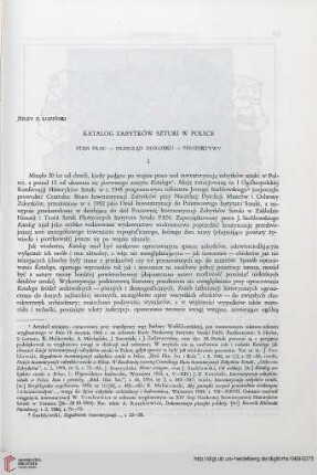 7: Katalog zabytków sztuki w Polsce : Stan prac, Przegląd dorobku, Perspektywy
