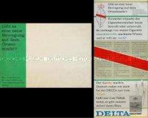 Werbeblatt im Brief für "Delta"- Zigaretten "Gibt es eine neue Bewegung..."