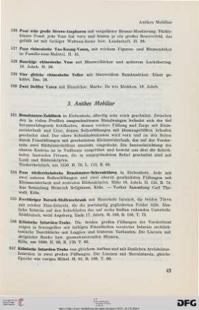 3. Antikes Mobiliar (Nr. 531-546)