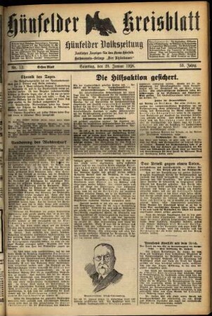 Erste Ausgabe vom Samstag, den 28. Januar 1928.