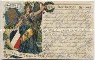 Patriotische Postkarte mit Wilhelm II. und Germania