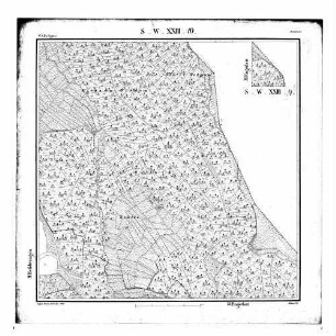Kartenblatt SW XXIII 9 SW XXIII 10 Stand 1838 (Multiblatt 1:2500, nur württembergischer Teil)