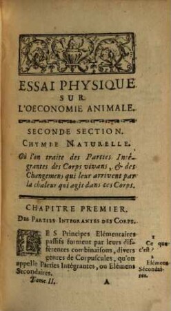 Essai Physique Sur L'Oeconomie Animale. 2