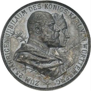 Medaille der Stuttgarter Schützengilde auf das 25-jährige Regierungsjubiläum König Karls von Württemberg