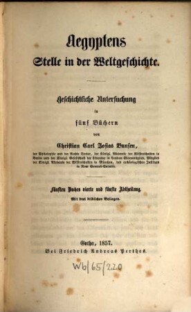 Aegyptens Stelle in der Weltgeschichte : geschichtliche Untersuchung in fünf Büchern, 5,4/5