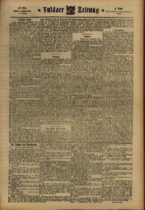 Vierte Ausgabe vom Samstag, den 02. Dezember 1911.
