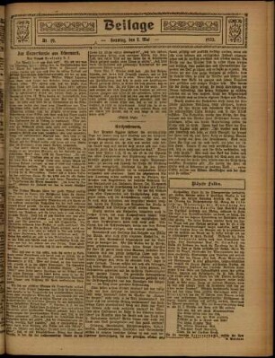Zweite Ausgabe vom Sonntag, den 07. Mai 1922.