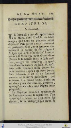 Chap. XI. Le Sommeil.