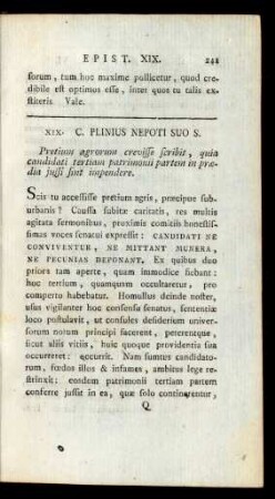 XIX. C. Plinus Nepoti Suo S.