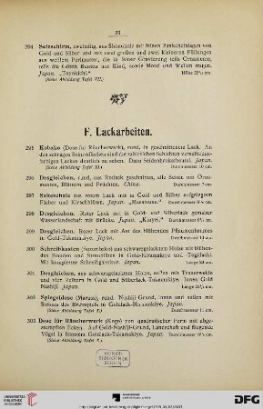 F. Lackarbeiten (Nr. 295-349)