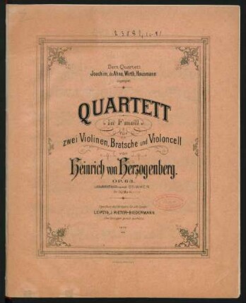 Quartett in f-Moll für zwei Violinen, Bratsche und Violoncell op. 63