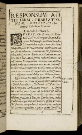 Responsum Ad Titulum, Praefationem, Protestationem & Libellum Braunii.