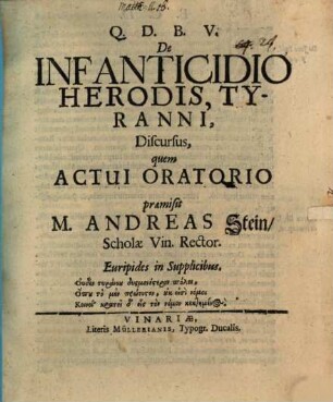 De infanticidio Herodis tyranni dicursus