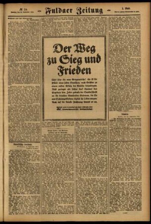 Zweite Ausgabe vom Samstag, den 16. September 1916.