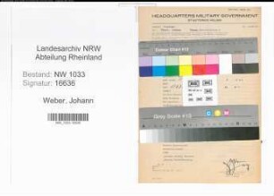 Entnazifizierung Johann Weber , geb. ()