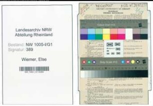 Entnazifizierung Else Wiemer , geb. 13.04.1918 (Postassistentin)