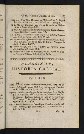 67-98, Classis IX: Historia Galliae - Classis XII: Historia Helvetica