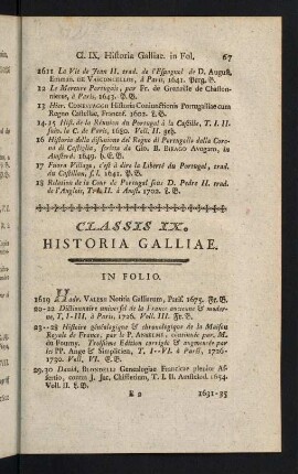 67-98, Classis IX: Historia Galliae - Classis XII: Historia Helvetica