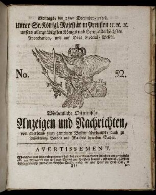 No. 52. Montags, den 25ten December, 1758.