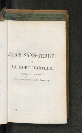 Jean Sans-Terre, ou la mort d'Arthur